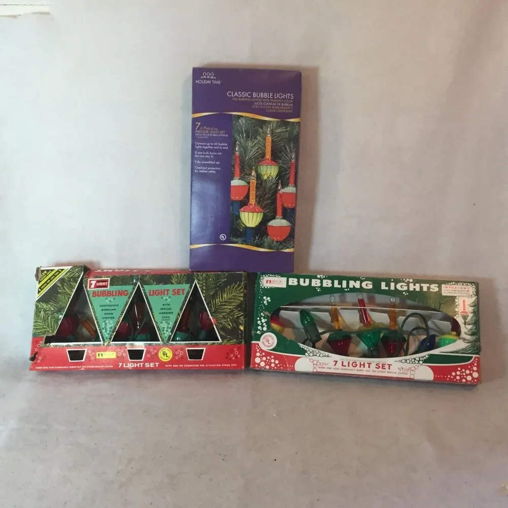 Vintage Christmas Tree Mini Bubbler Light Set Lot Of 3 Boxes Total 19 Lights